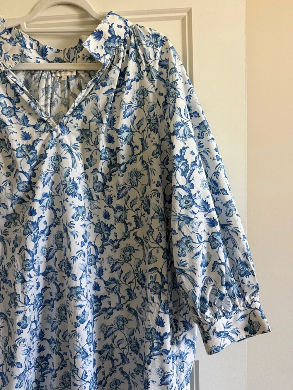 Ann Mashburn Blue & White Floral Belted Dress XL
